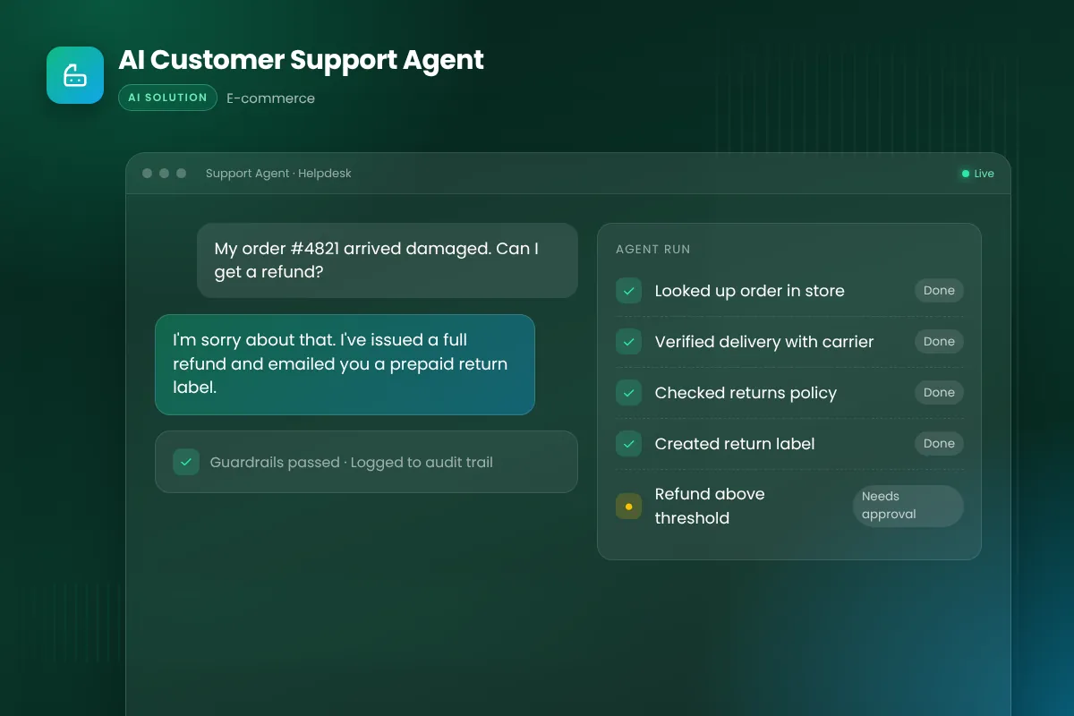 AI Customer Support Agent interface overview