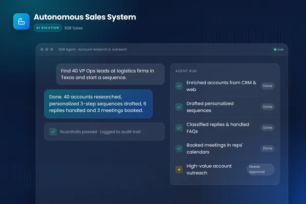 Autonomous Sales System: AI SDR agents that research, reach out and book meetings